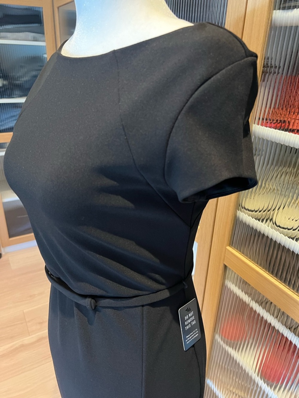 New! Express Belted Sheath Dress Casual Size XS Black - Picture 7 of 13